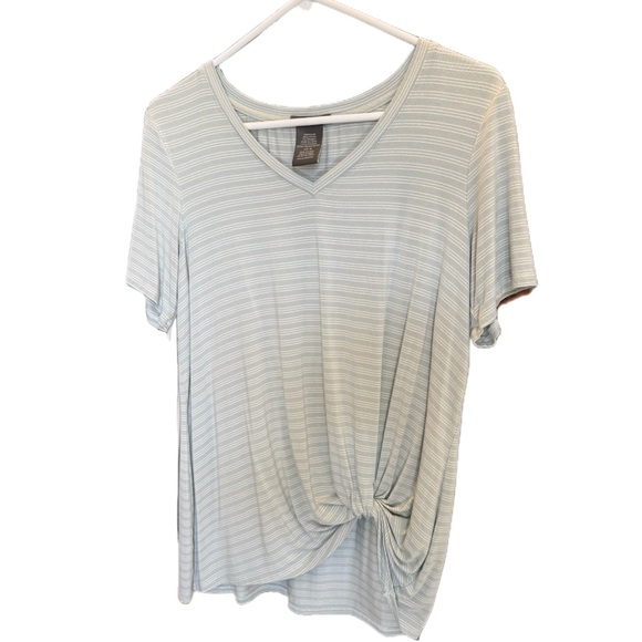 Matty M Light Gray V-Neck Knot Front Tee - Picture 1 of 8